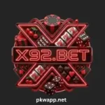 X92 Bet Game casino app logo with PKR gaming and Apkbadge.com branding