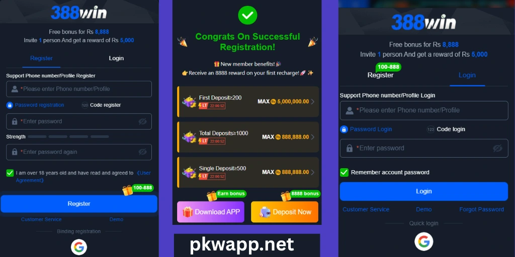 388 Win Game game register