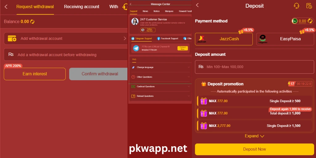 777 FE Game Deposit and withdraw